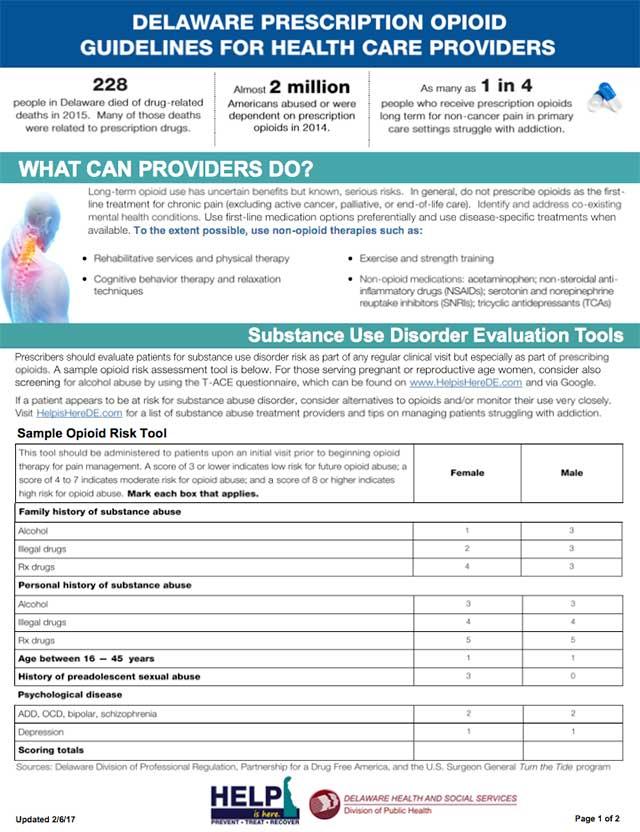 Delaware Prescription Opioids Guidelines for Health Care Providers