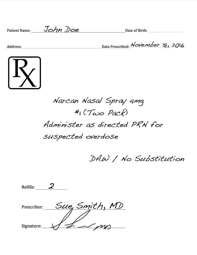 Sample Narcan Prescription