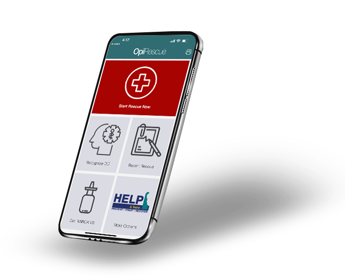 OpiRescue app displayed on a mobile device
