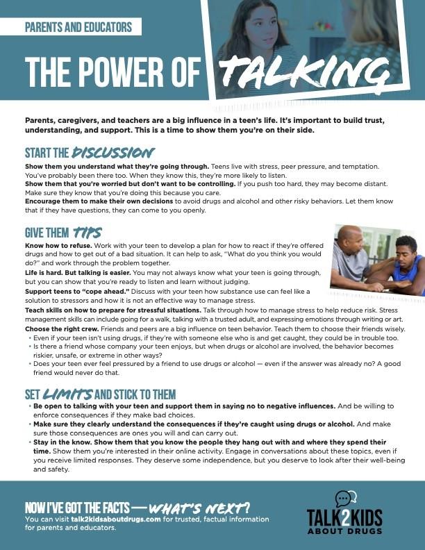 Tips for talking with teens about alcohol and drugs
