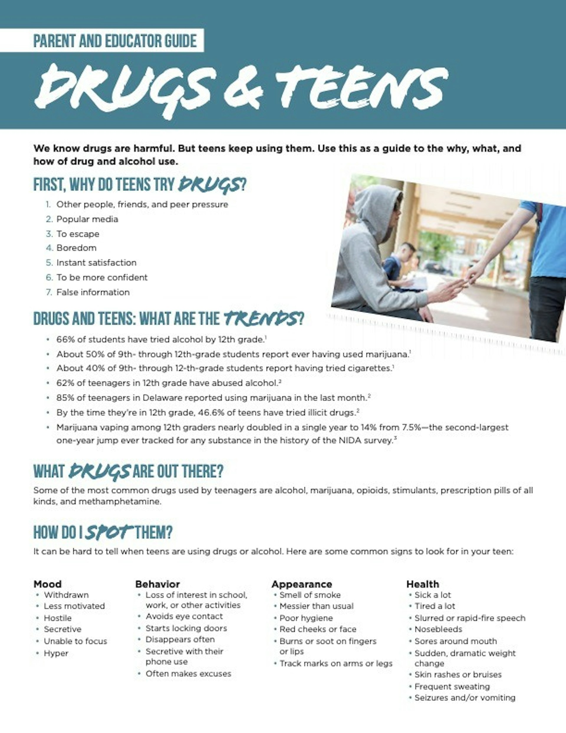 Parent and educator guide: drugs and teens